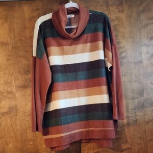 Striped Multicolor Cowl Neck Blouse